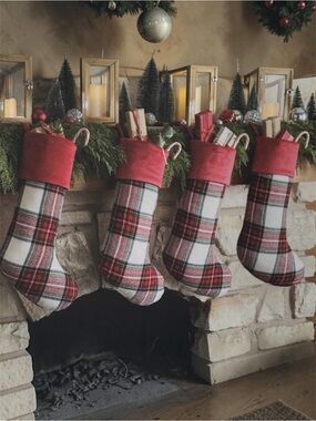 Martha Stewart Set of 4 Tartan Plaid Stockings